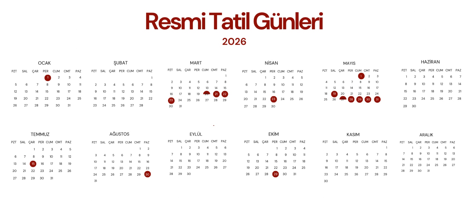 2026 Resmi Tatiller: Tam Liste ve İzin Birleştirme Rehberi